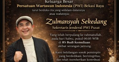 PWI Bekasi Raya Sampaikan Duka Mendalam atas Wafatnya Sekjen PWI Pusat Zulmansyah Sekedang