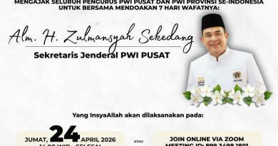 PWI Pusat Gelar Doa Bersama Wafatnya Sekjen Zulmansyah Sekedang   