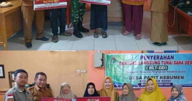 Kegiatan Pmdes Desa Parit Kebumen Salurkan BLT DD. Tahap I Bulan Januari Febuari dan Maret Tahun Anggaran 2026.