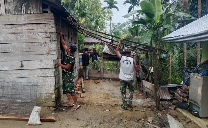 Sebanyak 4 Rumah Tidak Layak Huni (RTLH) Mulai Dibongkar Satgas TMMD Reguler Ke-128