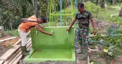 Pembangunan Sumur Bor Yang Dilaksanakan Oleh Satgas TMMD Reguler Ke- 128 Kodim 0117/Aceh Tamiang Sudah Bisa Dimanfaatkan Warga