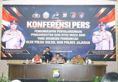 Polda Sulsel Gelar Konferensi Pers Penegakan Hukum Penyalahgunaan BBM Bersubsidi.