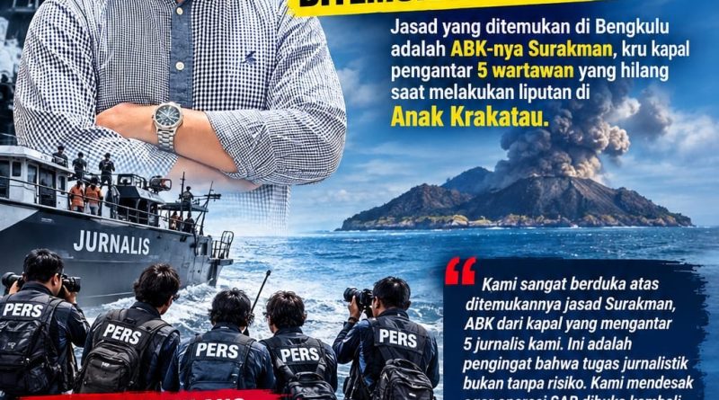 Jasad ABK Surakman Ditemukan di Bengkulu, GWI Dorong Pencarian Lima Jurnalis Dilanjutkan