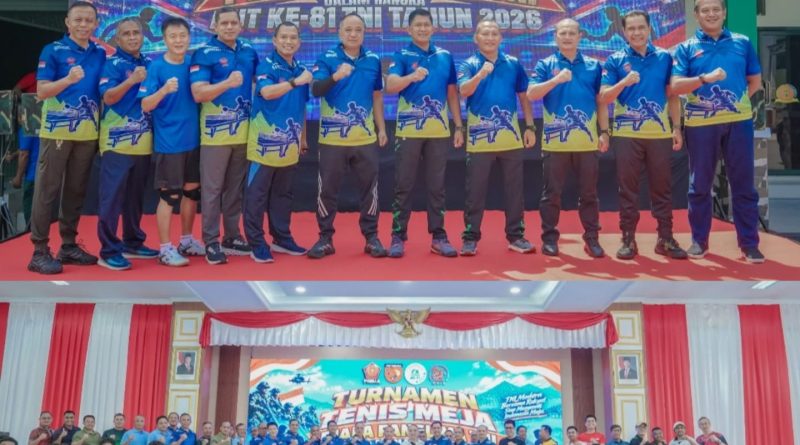 Semarak HUT Ke – 81 TNI, Kodam XV/Pattimura Gelar Turnamen Tenis Meja Piala Panglima TNI