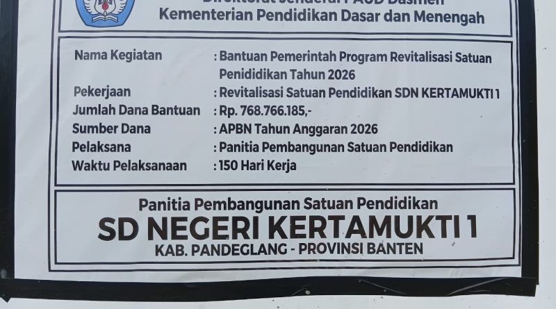 Revitalisasi Rp768,7 Juta SDN Kertamukti 1 Disorot, Komite Diduga Tak Dilibatkan dan Pekerja Abaikan K3